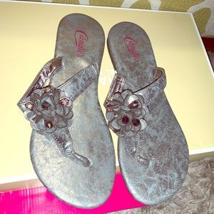 Silver flower sandals